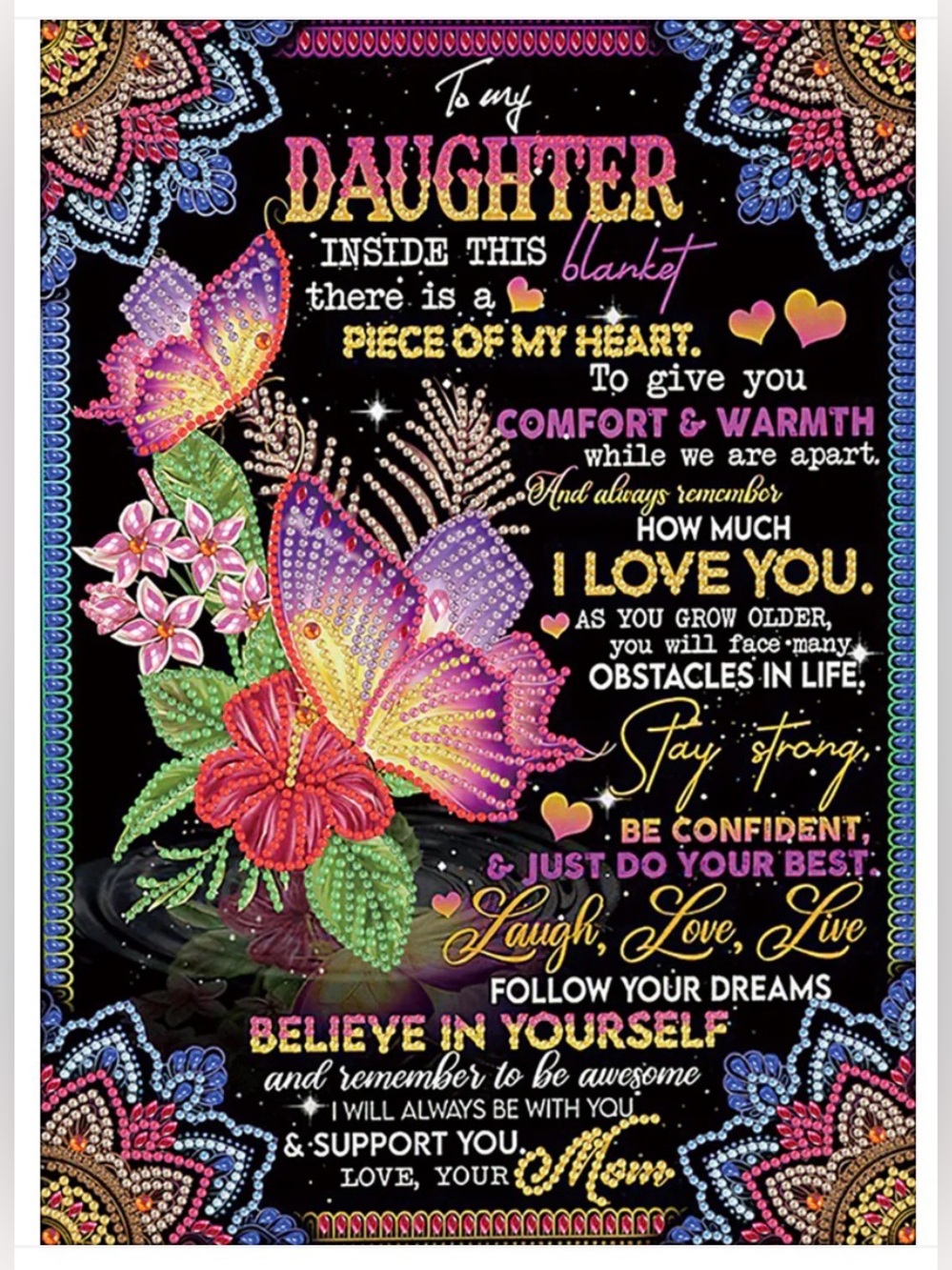 New “To My Daughter” 5D DIY Diamond Art Kit, 12x16”